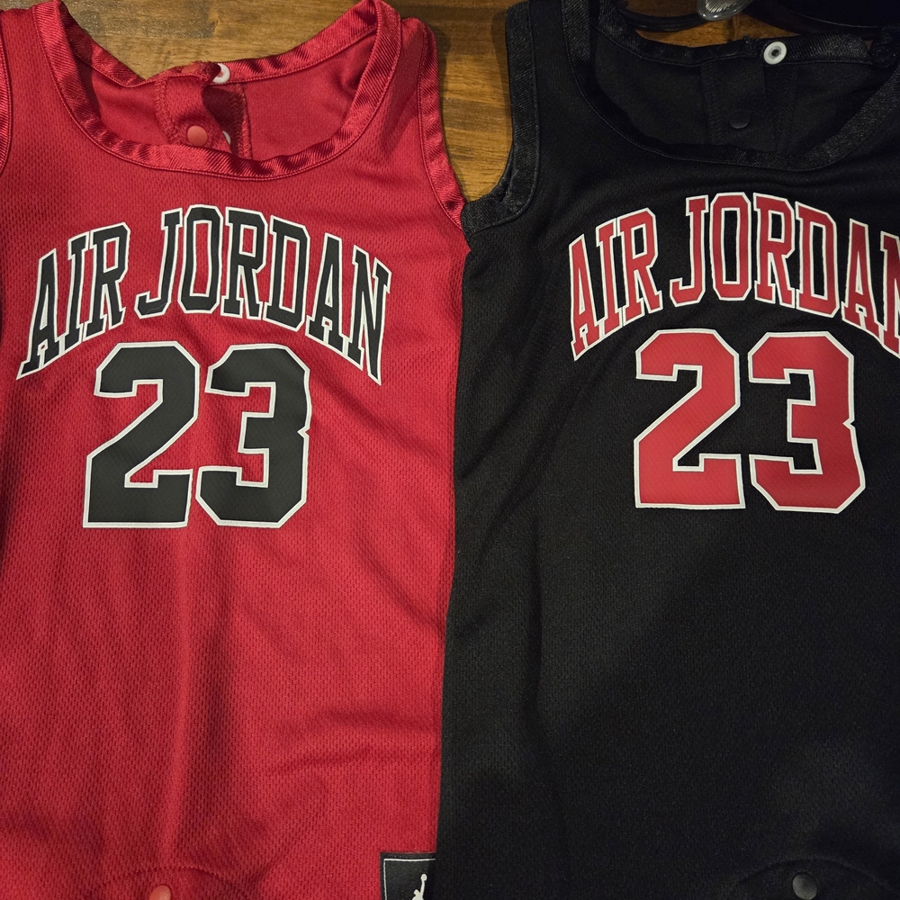 NWOT Baby Red and Black Air Jordan Jerseys, 12 MO
